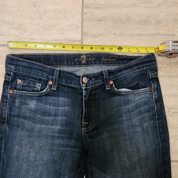 7FAM 7 FOR ALL MANKIND Bootcut Medium Blue Wash Boot cut Jeans 29 Denim Vintage - Picture 5 of 14